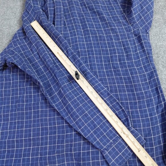 Brooks Brothers Shirt Large Blue Plaid Linen Button Down Vintage - Picture 8 of 9